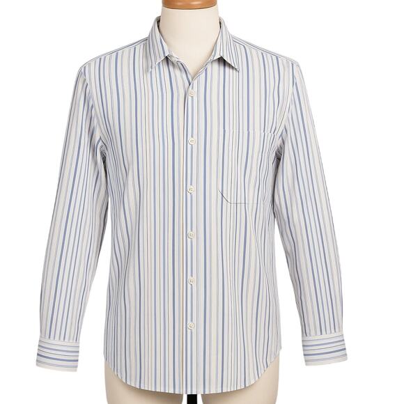 Untuckit Women’s Size 14 Blue Striped Button-Down Shirt – Casual Stretch Cotton - Picture 3 of 7